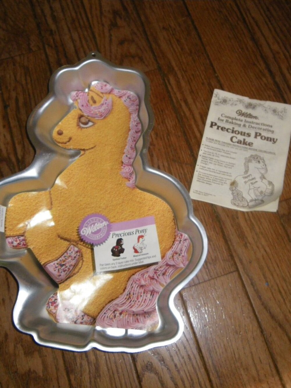 Vintage 80's Wilton Precious Pony Aluminum Cake Pan w/ Instruction Booklet